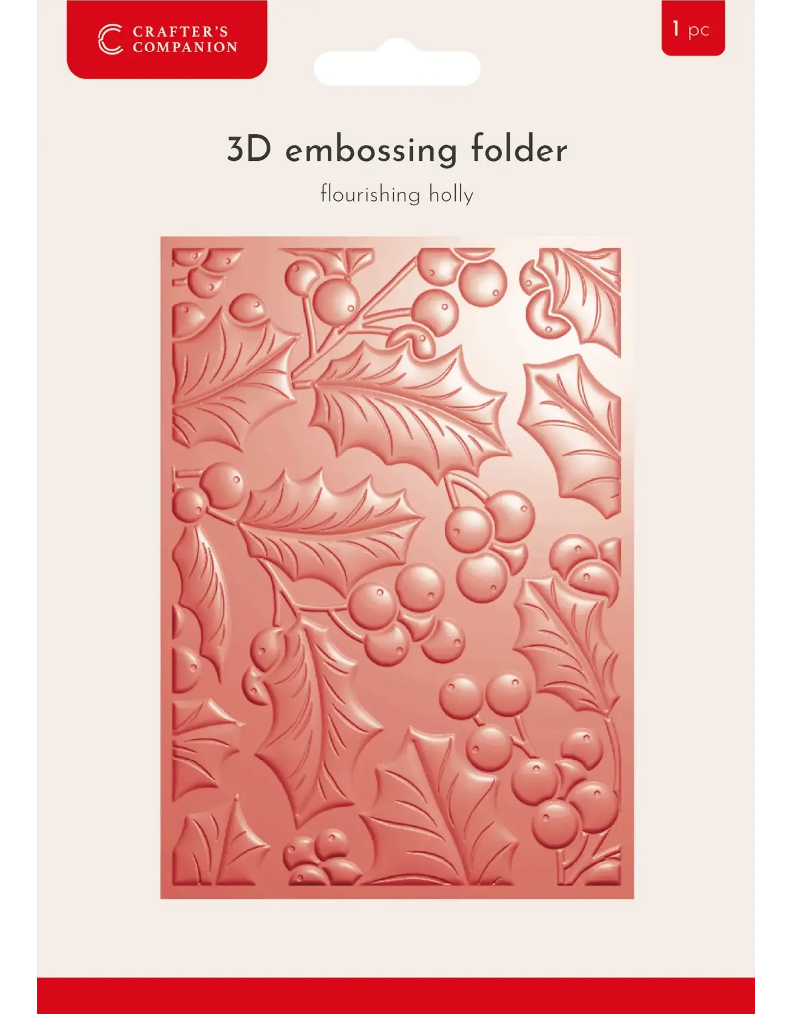 CRAFTERS COMPANION CRAFTERS COMPANION FLOURISHING HOLLY 3D EMBOSSING FOLDER