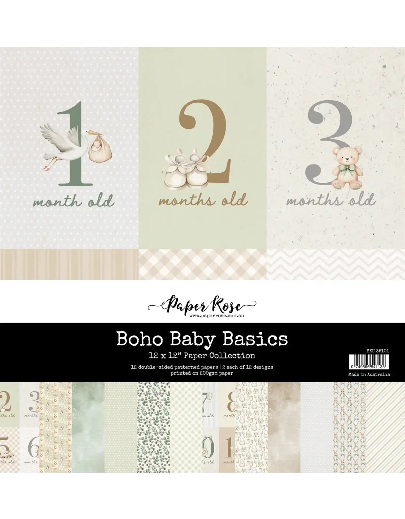 PAPER ROSE PAPER ROSE BOHO BABY 12x12 BASICS PAPER COLLECTION
