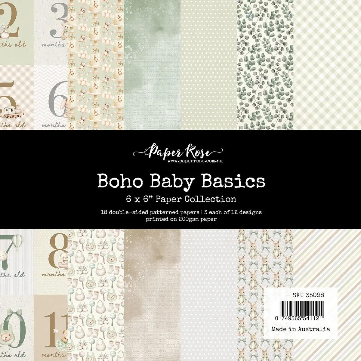 PAPER ROSE PAPER ROSE BOHO BABY 6x6 BASICS PAPER COLLECTION