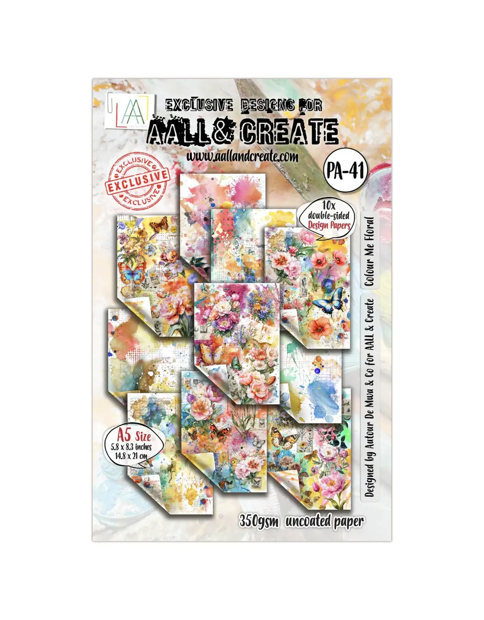 AALL & CREATE AALL & CREATE AUTOUR DE MWA & CO #41 COLOUR ME FLORAL A5 DOUBLE-SIDED DESIGN PAPERS 10/PK