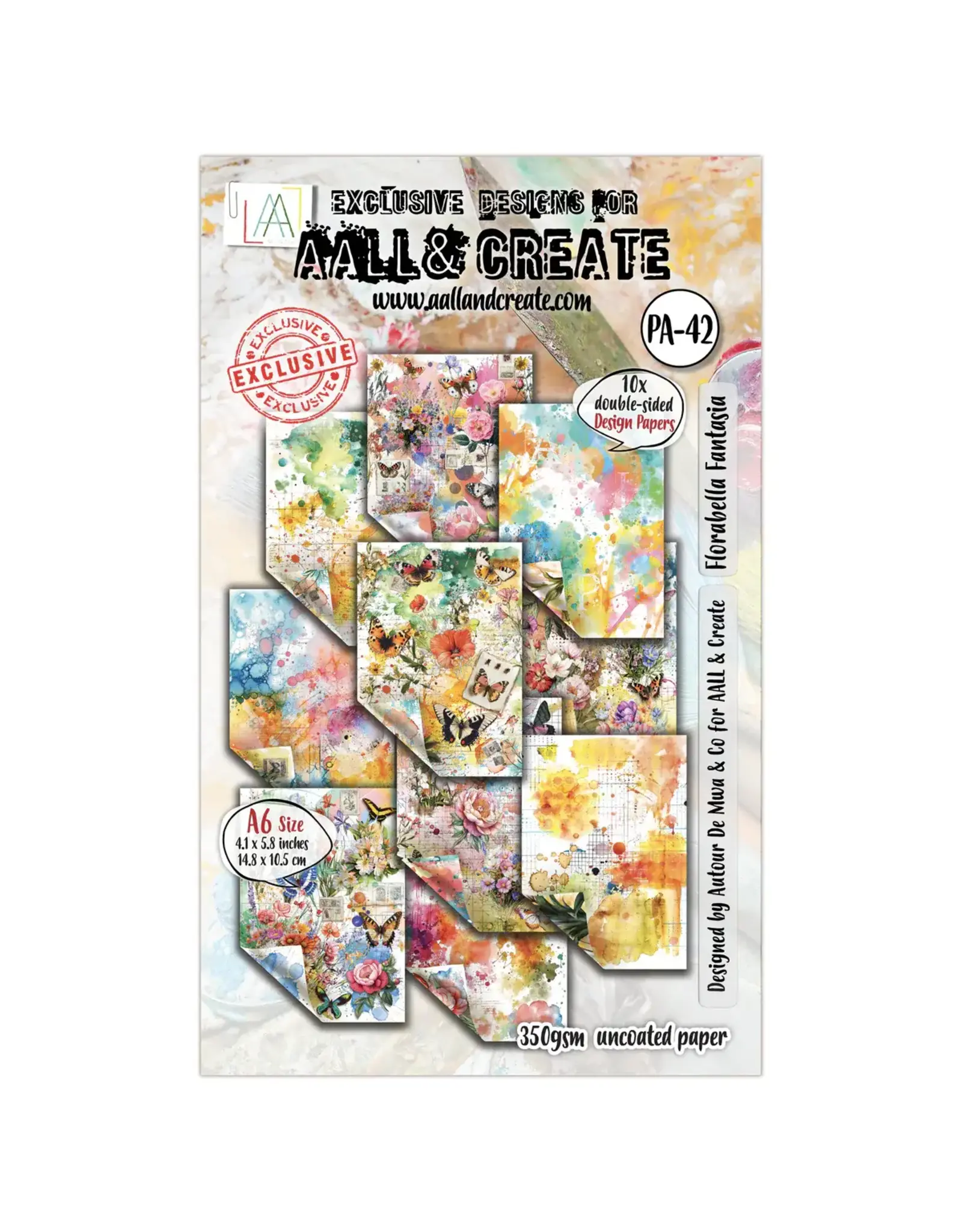 AALL & CREATE AALL & CREATE AUTOUR DE MWA & CO #42 FLORABELLA FANTASIA A6 DOUBLE-SIDED DESIGN PAPERS 10/PK