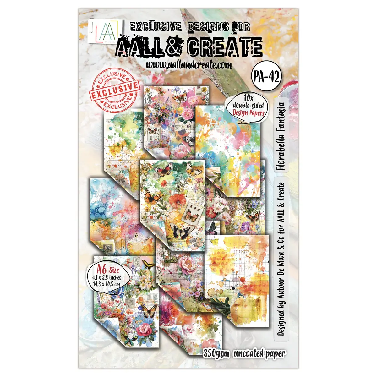 AALL & CREATE AALL & CREATE AUTOUR DE MWA & CO #42 FLORABELLA FANTASIA A6 DOUBLE-SIDED DESIGN PAPERS 10/PK