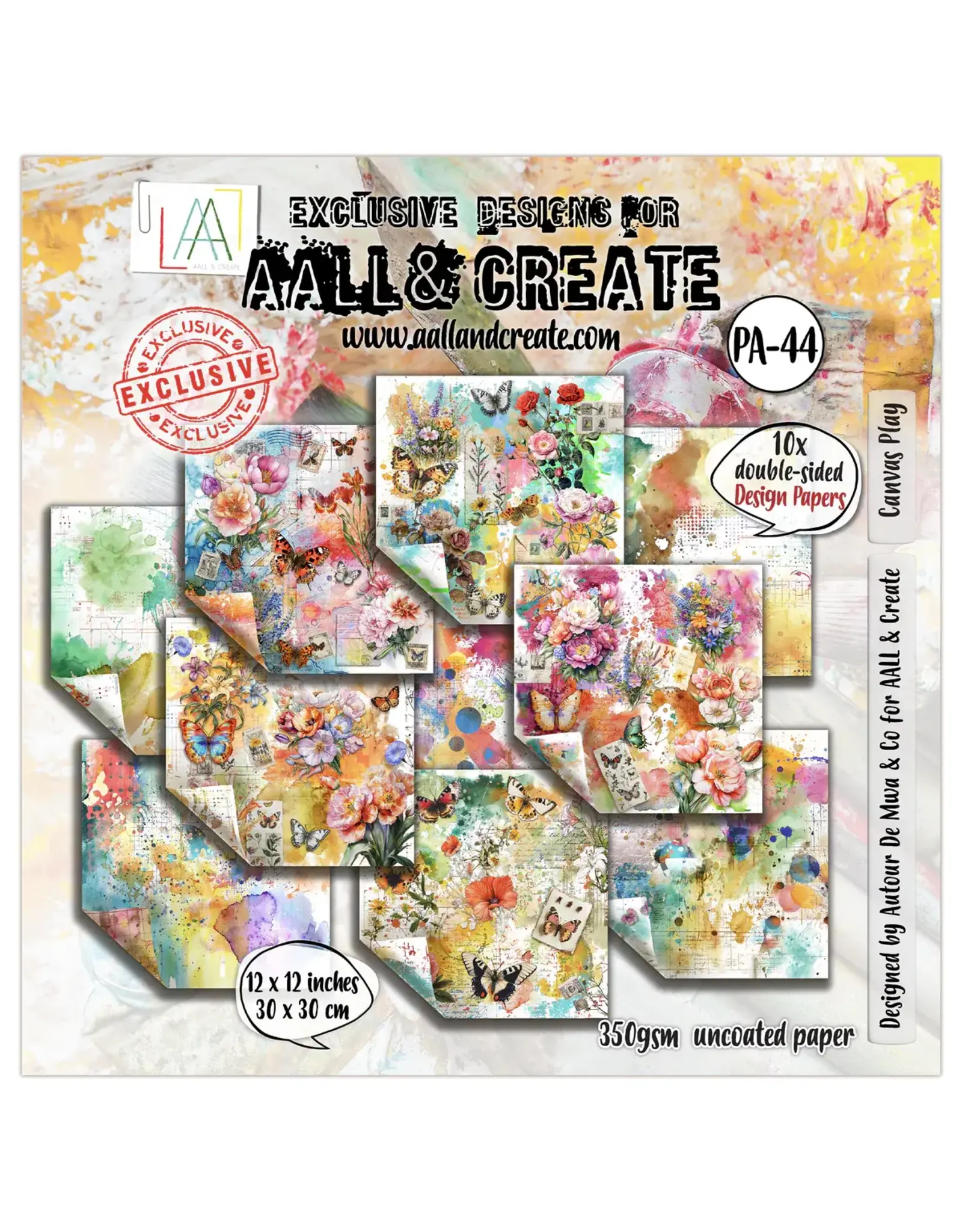 AALL & CREATE AALL & CREATE AUTOUR DE MWA & CO #44 CANVAS PLAY 12x12 DOUBLE-SIDED DESIGN PAPERS 10/PK