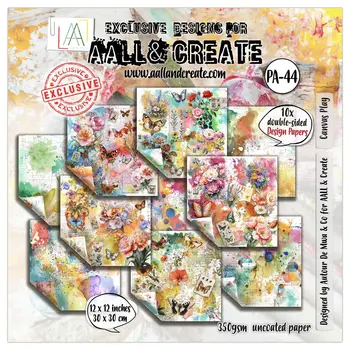 AALL & CREATE AALL & CREATE AUTOUR DE MWA & CO #44 CANVAS PLAY 12x12 DOUBLE-SIDED DESIGN PAPERS 10/PK