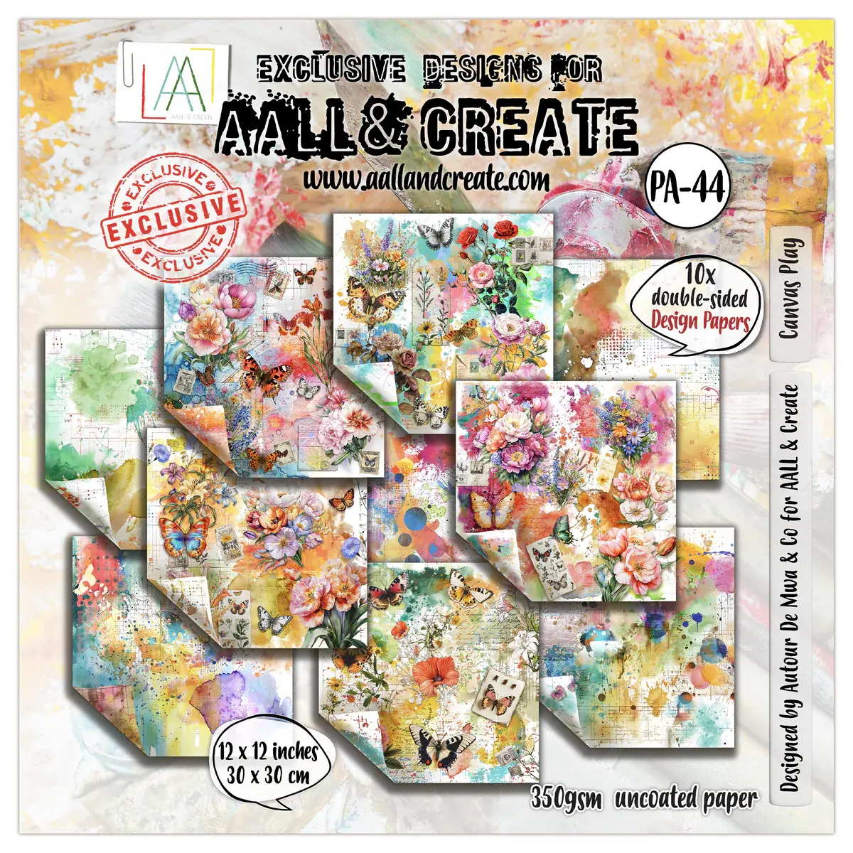 AALL & CREATE AALL & CREATE AUTOUR DE MWA & CO #44 CANVAS PLAY 12x12 DOUBLE-SIDED DESIGN PAPERS 10/PK