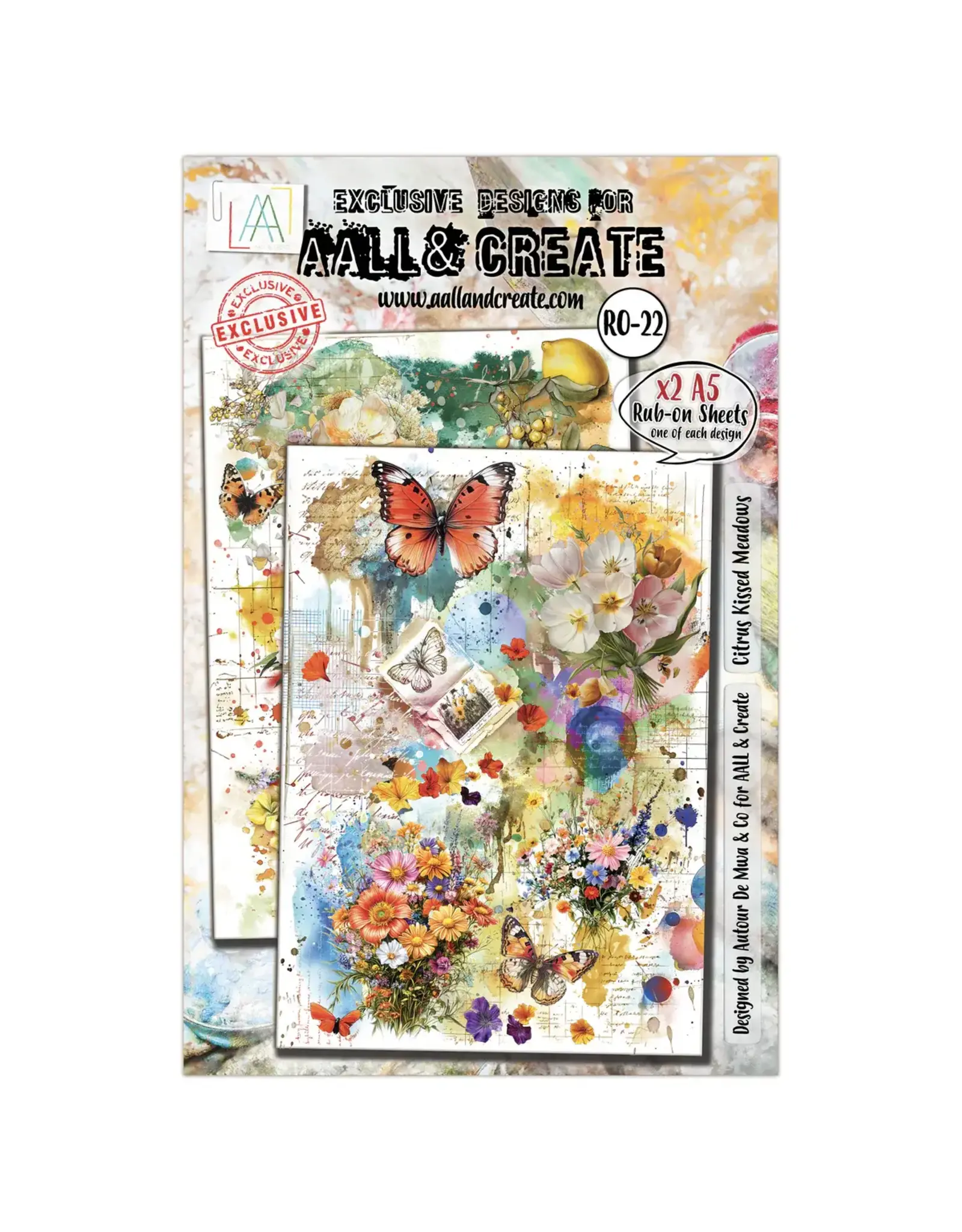 AALL & CREATE AALL & CREATE AUTOUR DE MWA #22 CITRUS KISSED MEADOWS A5 RUB-ON SHEETS 2/PK