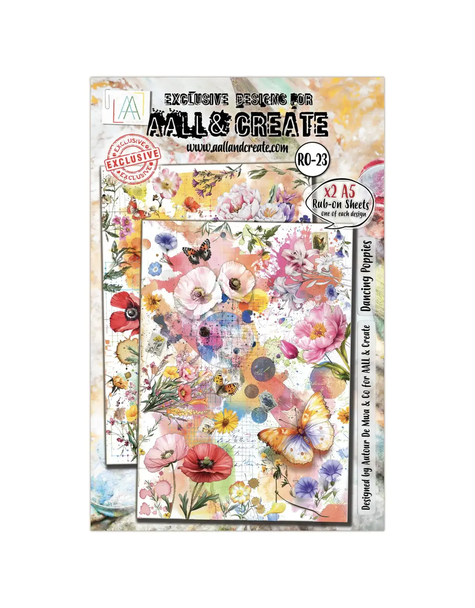 AALL & CREATE AALL & CREATE AUTOUR DE MWA #23 DANCING POPPIES A5 RUB-ON SHEETS 2/PK
