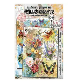 AALL & CREATE AALL & CREATE AUTOUR DE MWA #24 ZESTY BLOSSOMS A5 RUB-ON SHEETS 2/PK