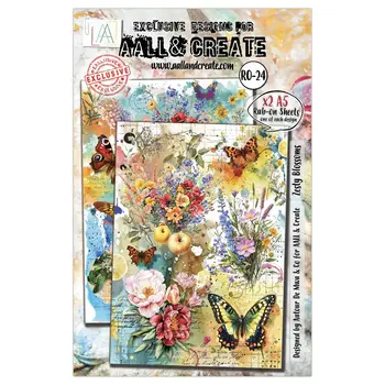 AALL & CREATE AALL & CREATE AUTOUR DE MWA #24 ZESTY BLOSSOMS A5 RUB-ON SHEETS 2/PK