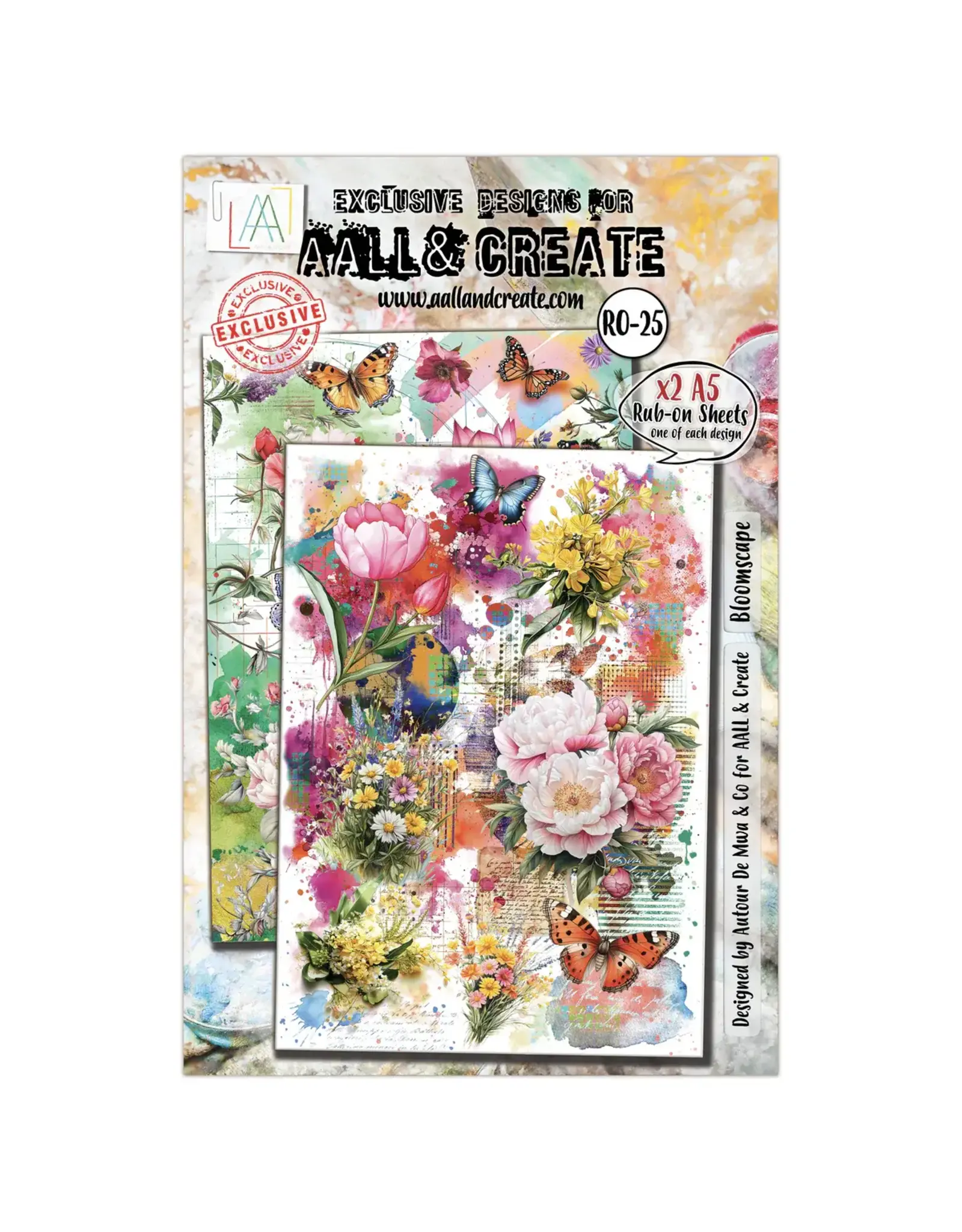 AALL & CREATE AALL & CREATE AUTOUR DE MWA #25 BLOOMSCAPE A5 RUB-ON SHEETS 2/PK