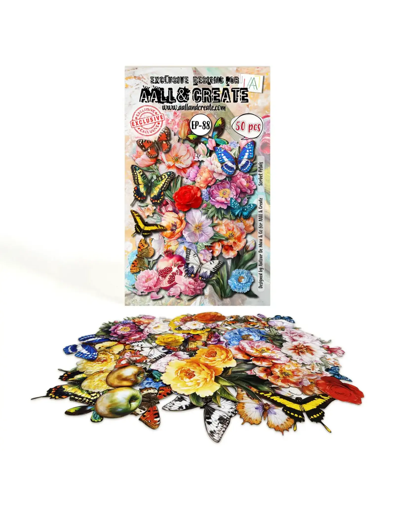 AALL & CREATE AALL & CREATE AUTOUR DE MWA #EP-88 SORBET PETALS EPHEMERA DIE CUTS 50/PK