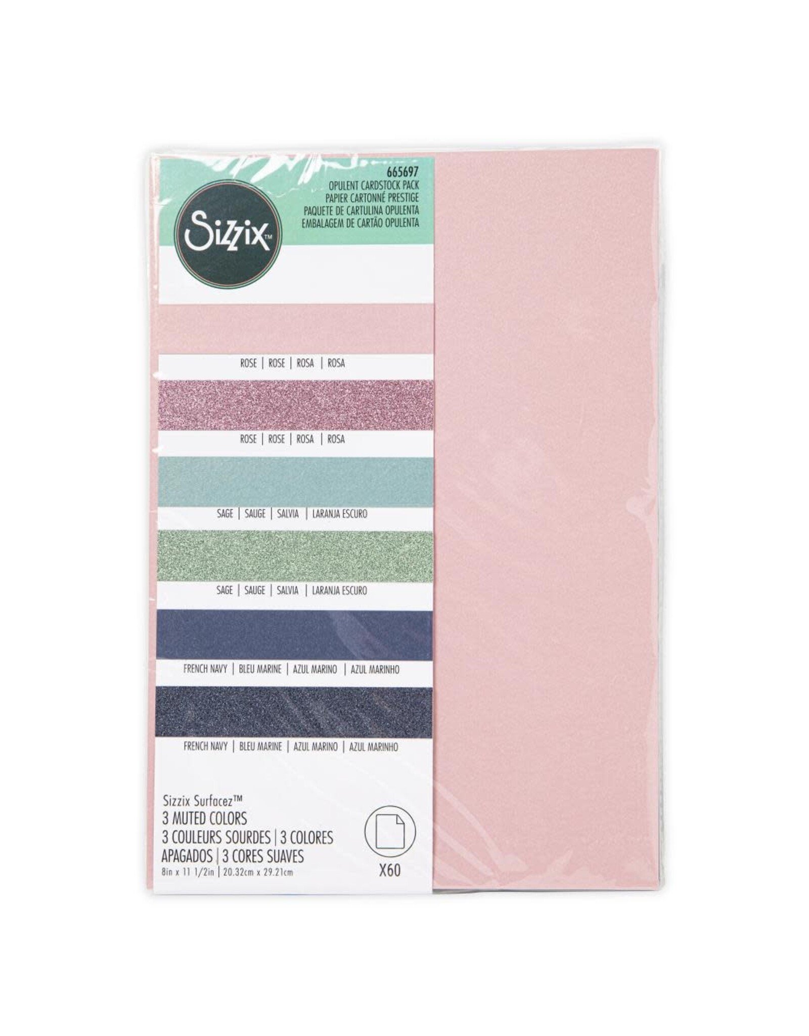 SIZZIX SIZZIX 3 MUTED COLORS OPULENT CARDSTOCK PACK 60 SHEETS