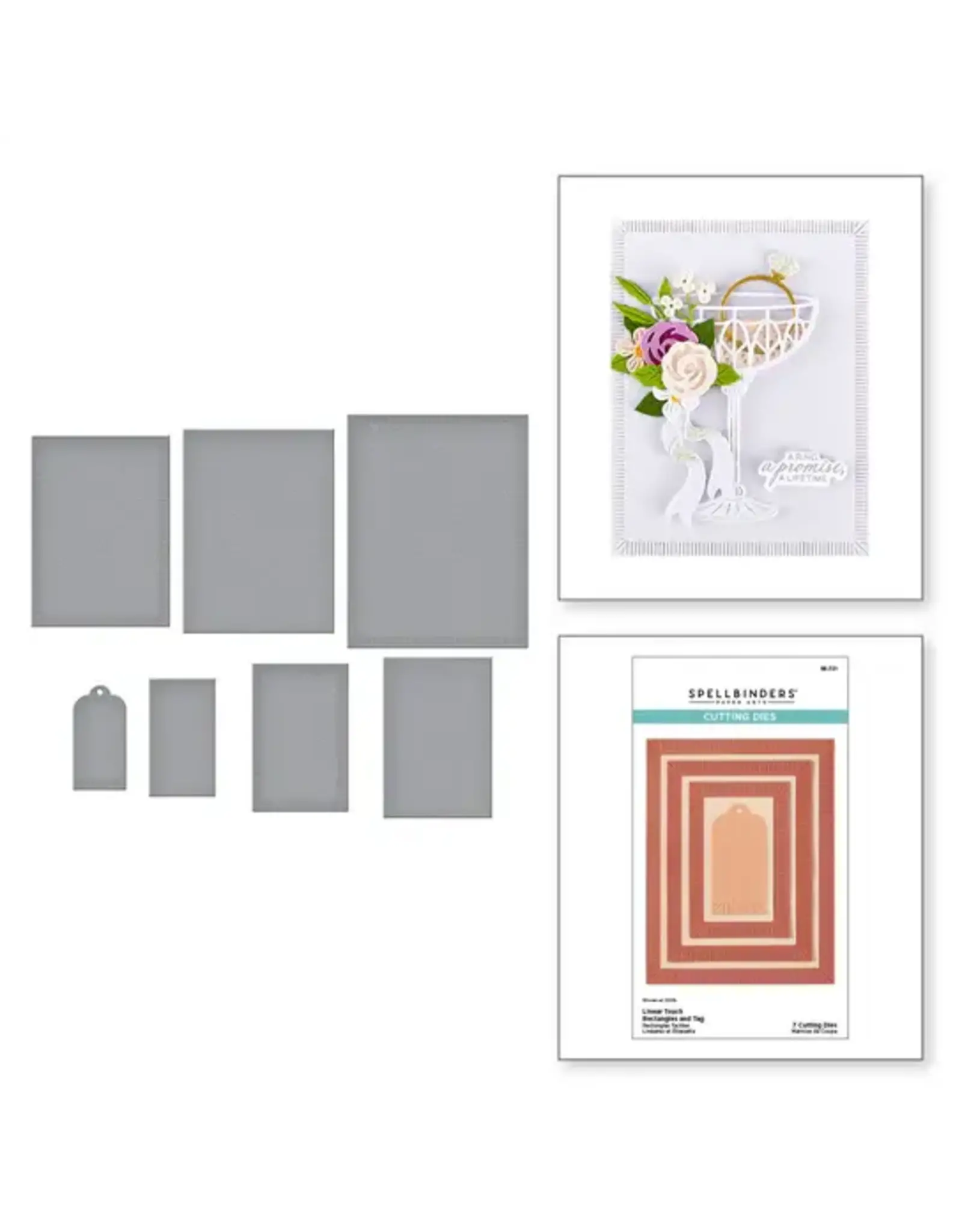 SPELLBINDERS SPELLBINDERS HAPPIER HOUR COLLECTION LINEAR TOUCH RECTANGLES AND TAG ETCHED DIE SET
