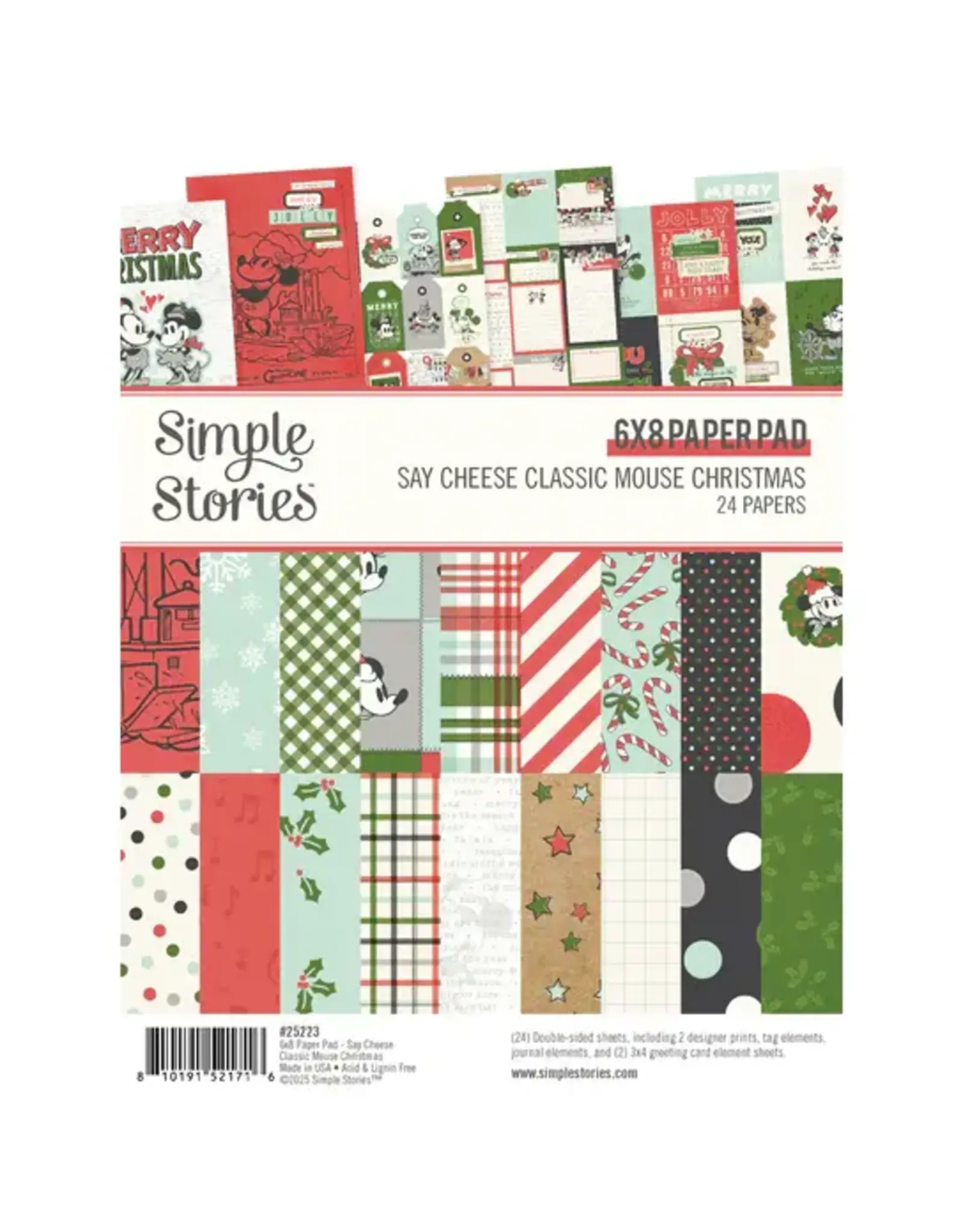 SIMPLE STORIES SIMPLE STORIES SAY CHEESE CLASSIC MOUSE CHRISTMAS 6x8 PAPER PAD 24 SHEETS