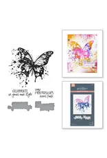 SPELLBINDERS SPELLBINDERS BETTERPRESS BEAUTIFULLY IMPERFECT COLLECTION BUTTERFLY SPLATTER PRESS PLATES & DIE SET