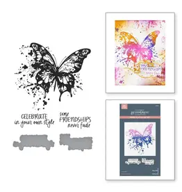 SPELLBINDERS SPELLBINDERS BETTERPRESS BEAUTIFULLY IMPERFECT COLLECTION BUTTERFLY SPLATTER PRESS PLATES & DIE SET