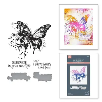 SPELLBINDERS SPELLBINDERS BETTERPRESS BEAUTIFULLY IMPERFECT COLLECTION BUTTERFLY SPLATTER PRESS PLATES & DIE SET