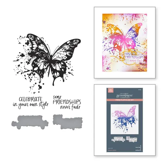 SPELLBINDERS SPELLBINDERS BETTERPRESS BEAUTIFULLY IMPERFECT COLLECTION BUTTERFLY SPLATTER PRESS PLATES & DIE SET
