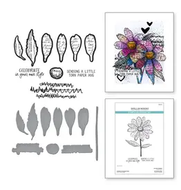 SPELLBINDERS SPELLBINDERS BEAUTIFULLY IMPERFECT COLLECTION SCULPTED SCRIPTED FLORAL CLEAR STAMP & DIE SET