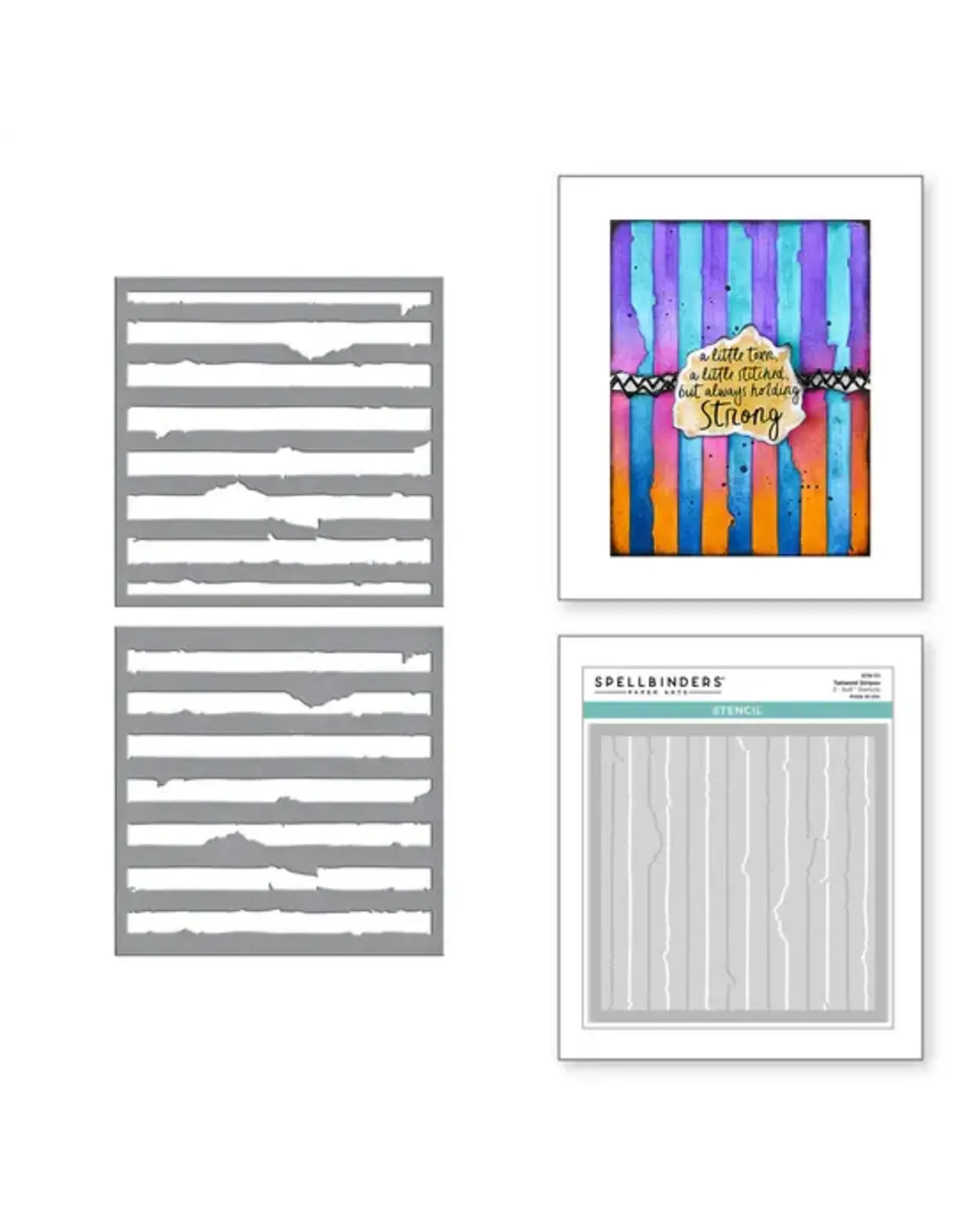 SPELLBINDERS SPELLBINDERS BEAUTIFULLY IMPERFECT COLLECTION TATTERED STRIPES STENCIL SET