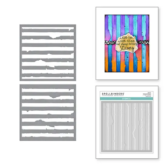 SPELLBINDERS SPELLBINDERS BEAUTIFULLY IMPERFECT COLLECTION TATTERED STRIPES STENCIL SET