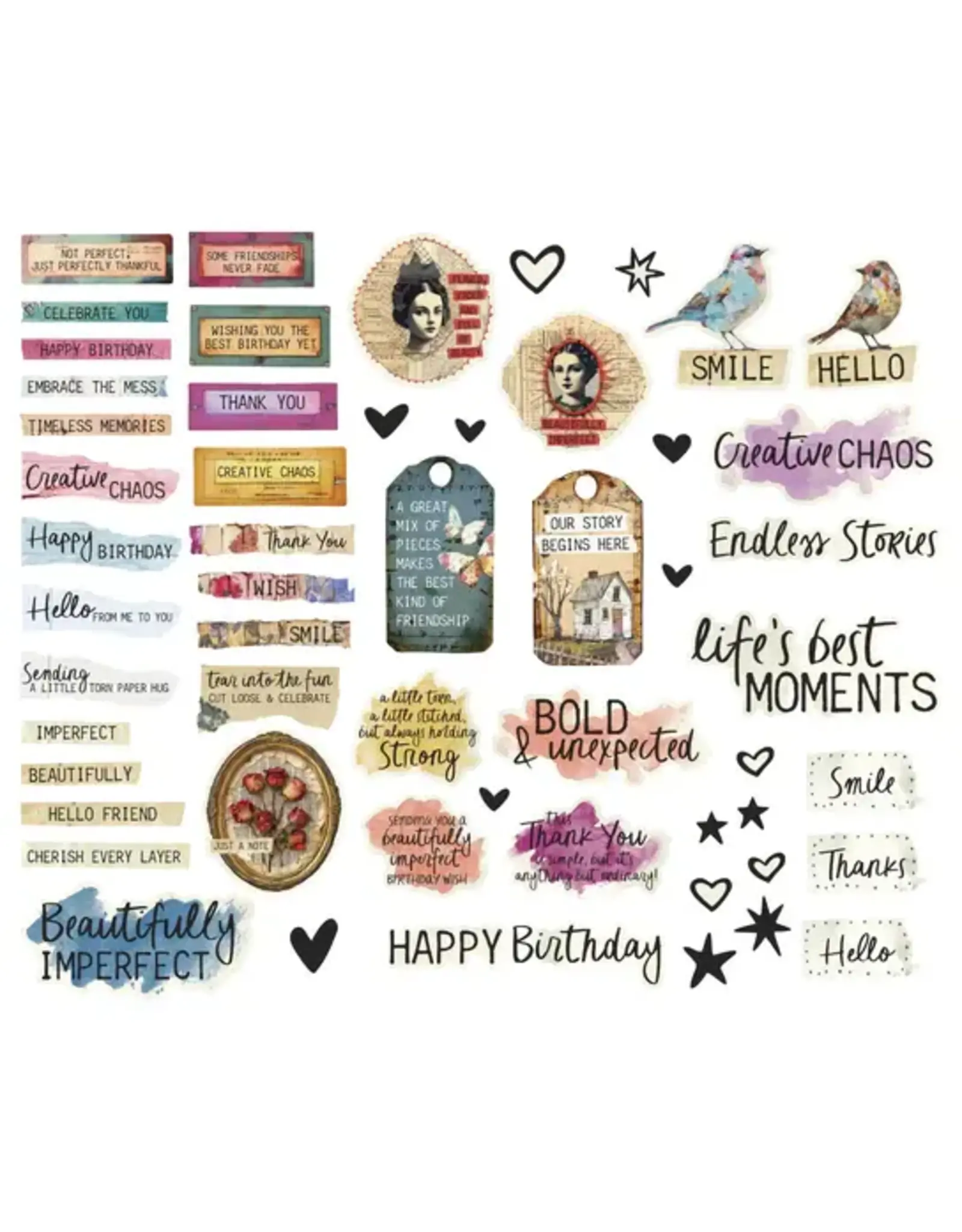 SPELLBINDERS SPELLBINDERS BEAUTIFULLY IMPERFECT COLLECTION BEAUTIFULLY IMPERFECT SENTIMENTS DIE-CUTS 110/PK