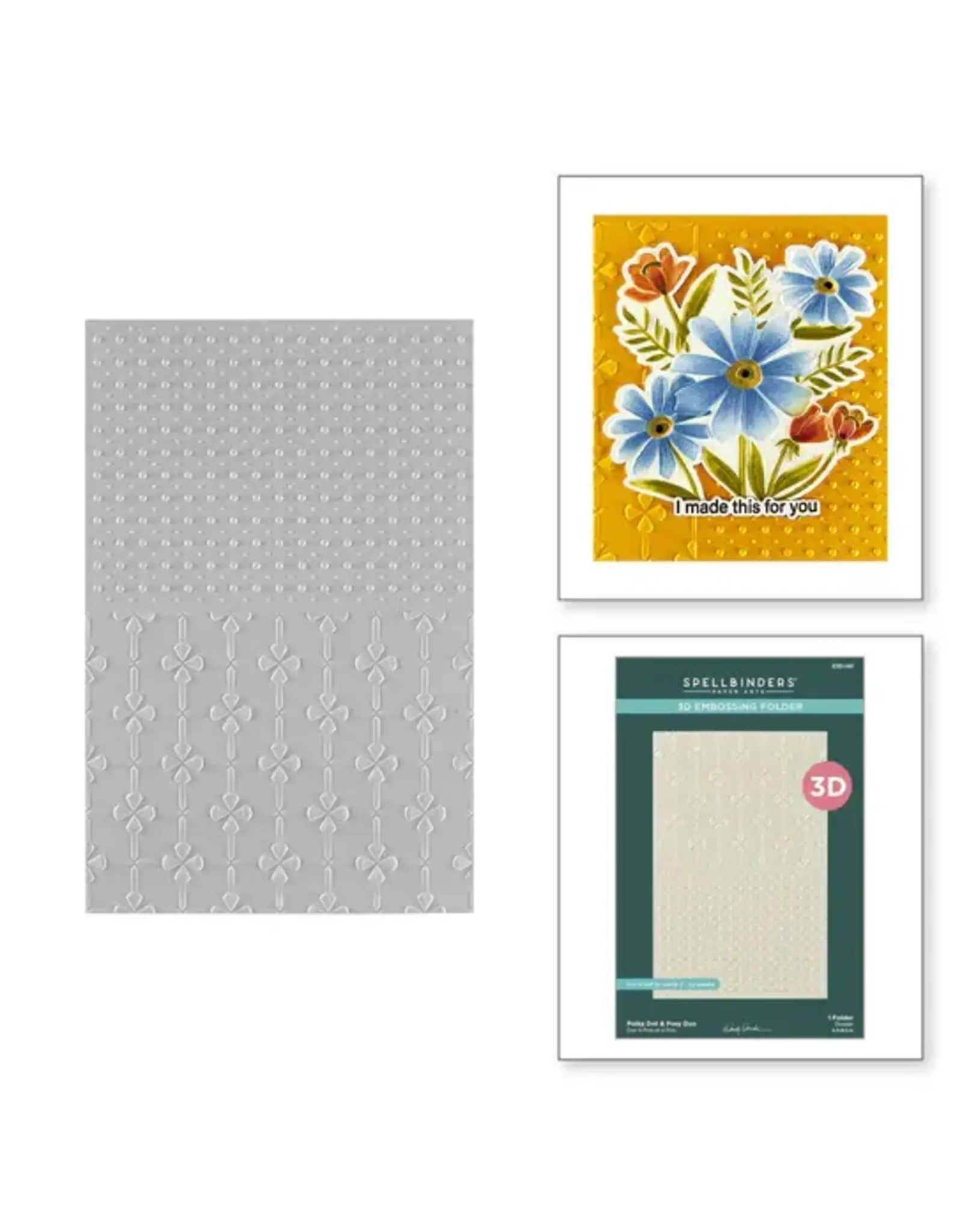 SPELLBINDERS SPELLBINDERS WENDY VECCHI TABBED CLASSICS COLLECTION POLKA DOT & POSY DUO 3D EMBOSSING FOLDER