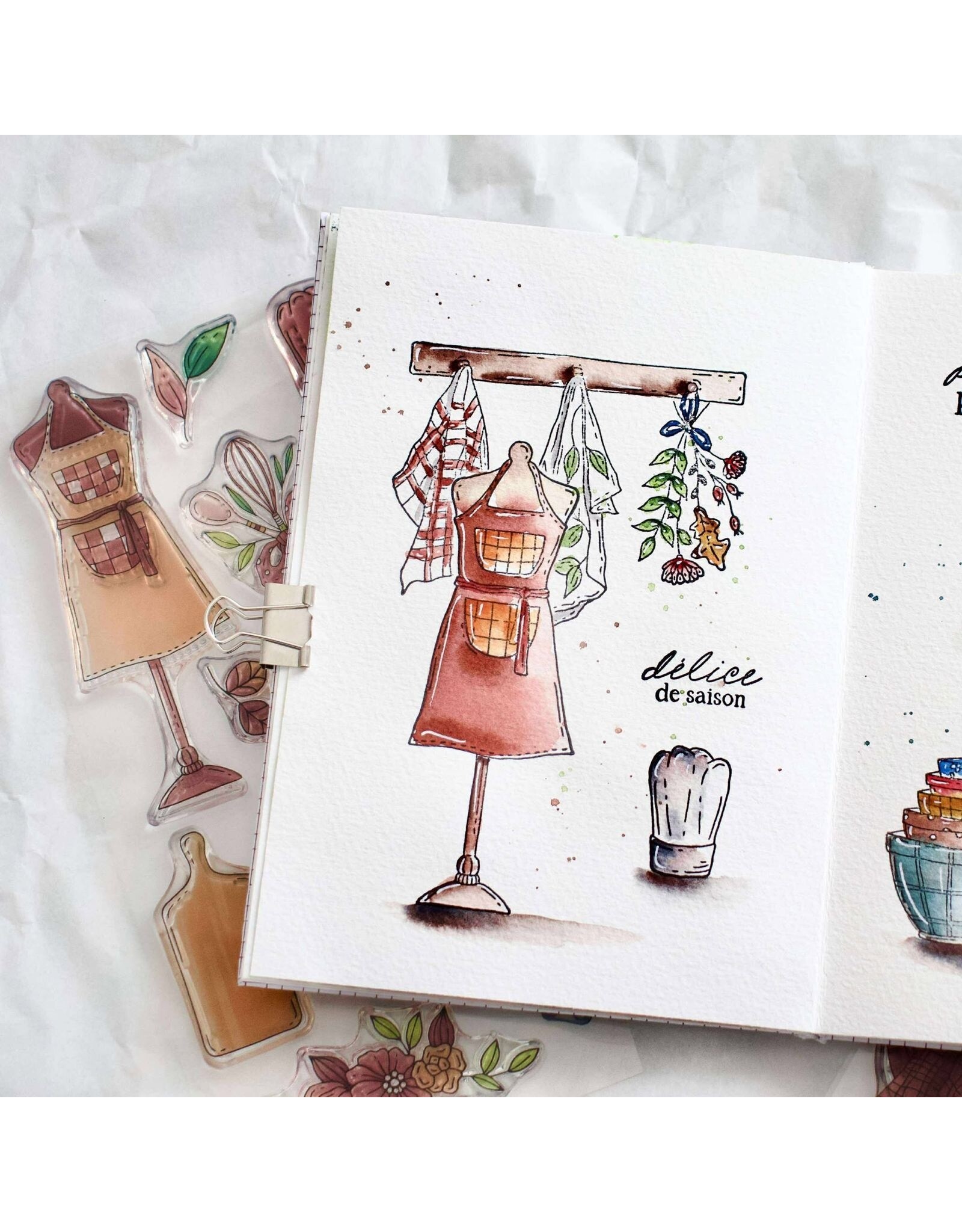 CHOU & FLOWERS CHOU & FLOWERS COLLECTION L'ORÉE DES BOIS LE TABLIER DL CLEAR STAMP SET