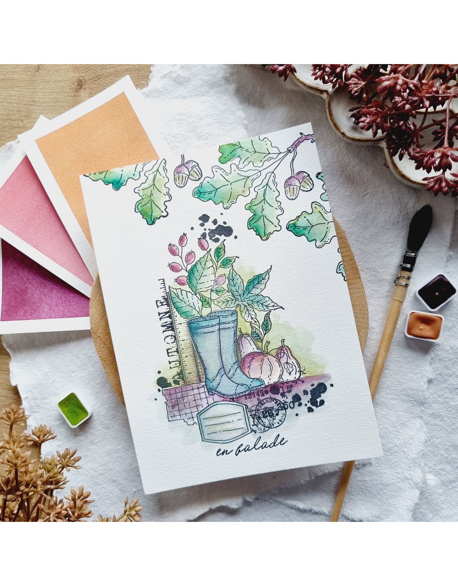 CHOU & FLOWERS CHOU & FLOWERS COLLECTION L'ORÉE DES BOIS LES BOTTES DE PLUIE A7 CLEAR STAMP SET