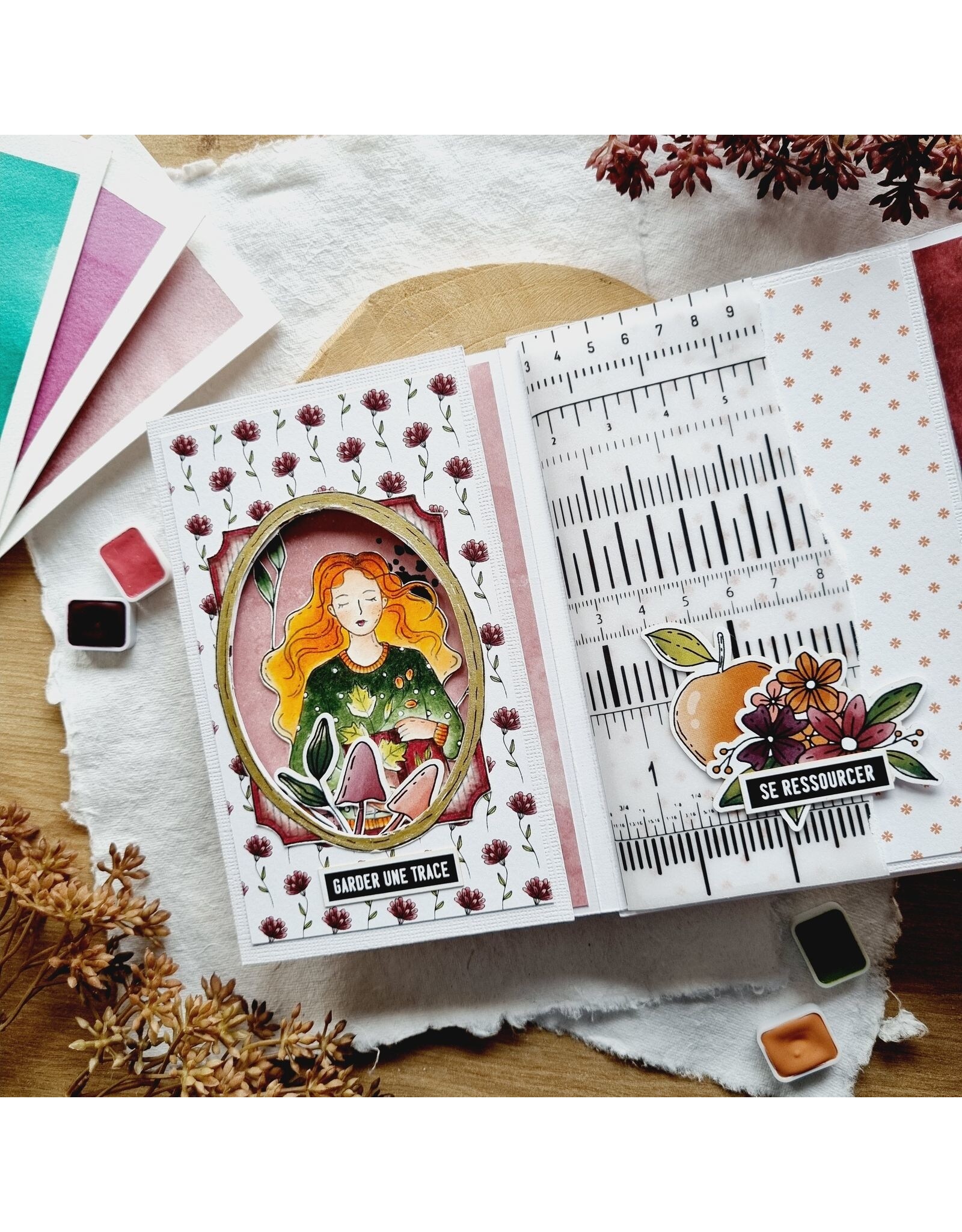 CHOU & FLOWERS CHOU & FLOWERS COLLECTION L'ORÉE DES BOIS FILLE D'AUTOMNE A7 CLEAR STAMP SET