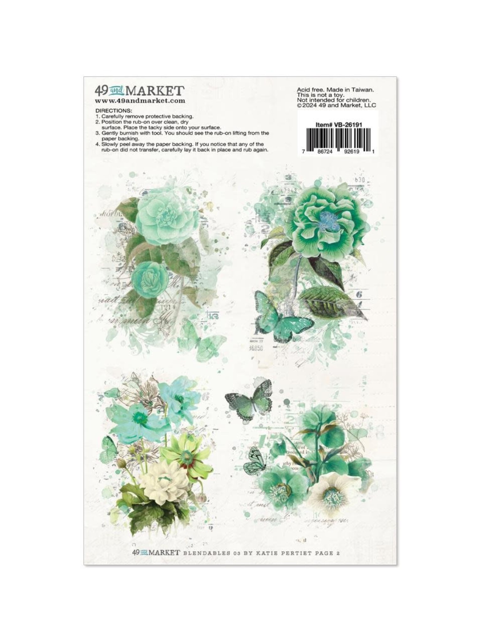 49 AND MARKET 49 AND MARKET BLENDABLES ESSENTIALS 03 6x8 RUB-ON TRANSFERS 2/PK