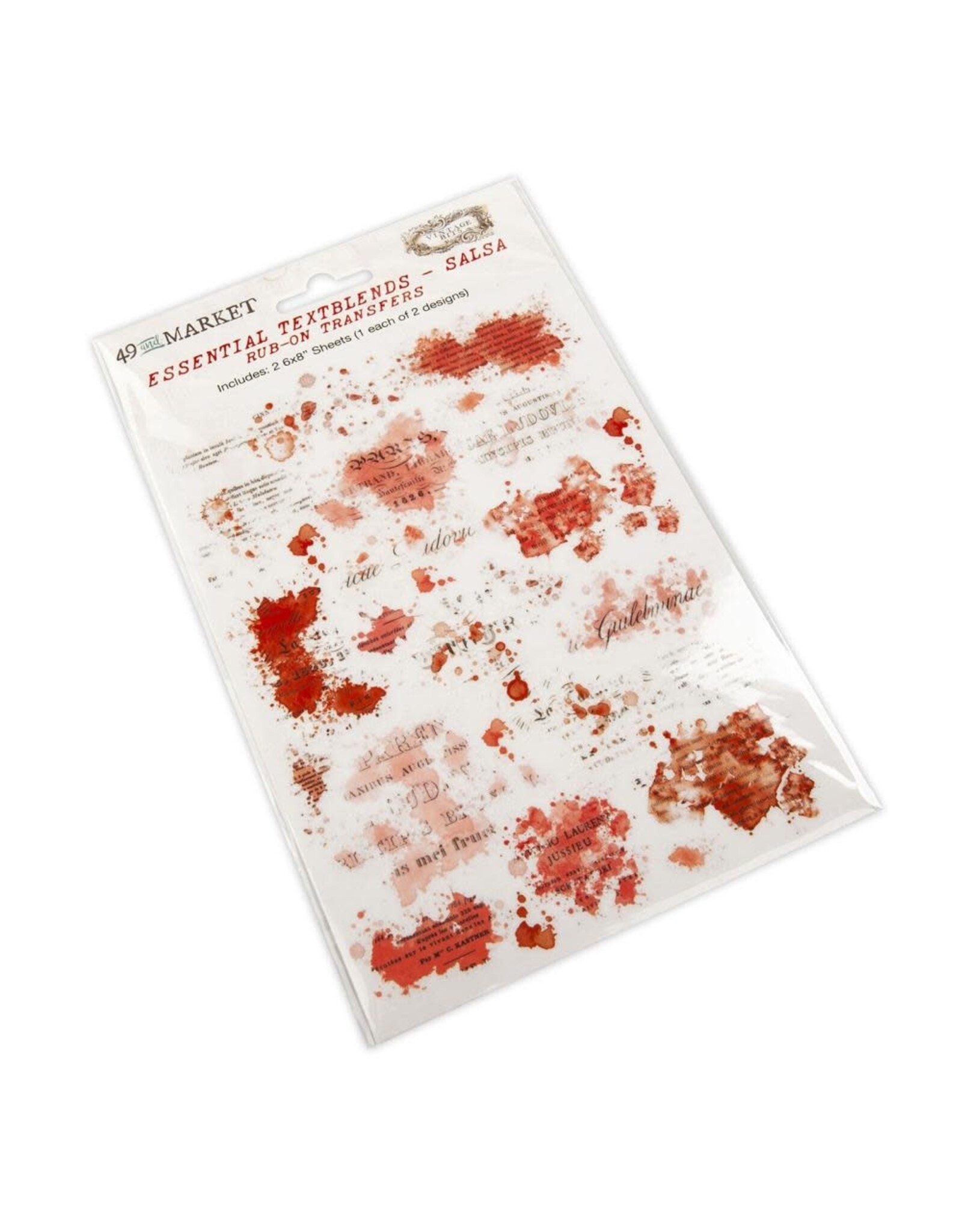 49 AND MARKET 49 AND MARKET VINTAGE BITS ESSENTIAL TEXTBLENDS-SALSA 6x8 RUB-ON TRANSFERS 2/PK