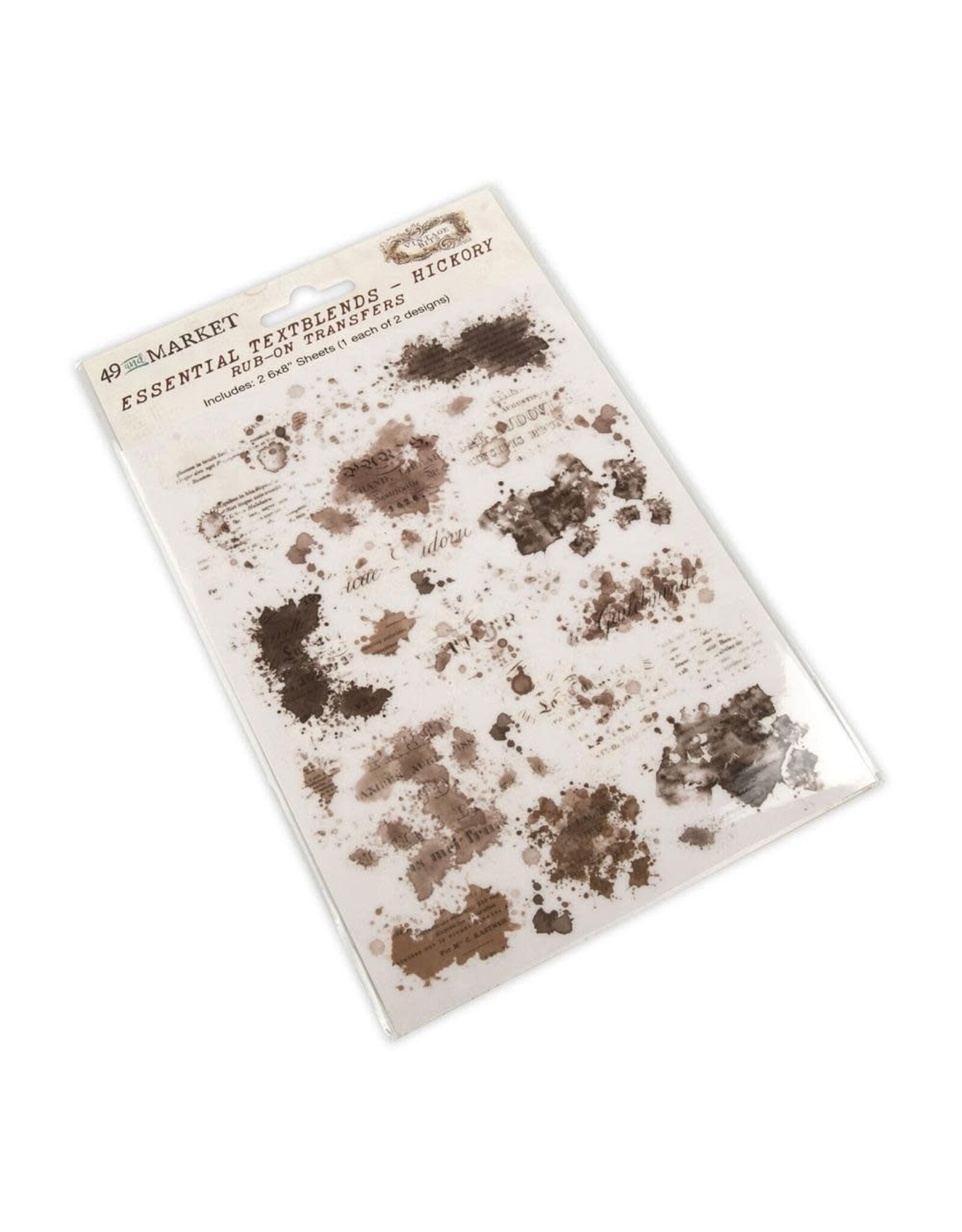 49 AND MARKET 49 AND MARKET VINTAGE BITS ESSENTIAL TEXTBLENDS-HICKORY 6x8 RUB-ON TRANSFERS 2/PK