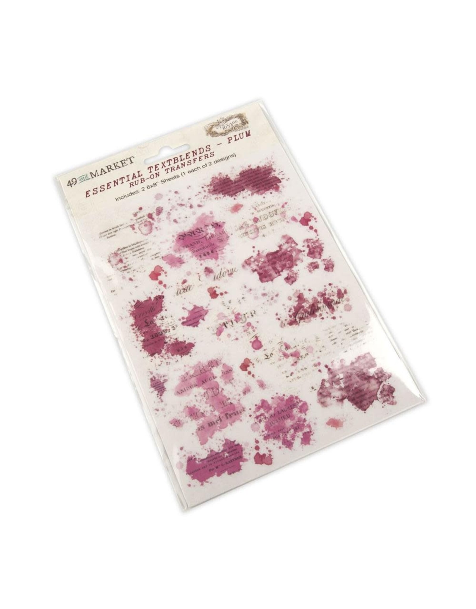 49 AND MARKET 49 AND MARKET VINTAGE BITS ESSENTIAL TEXTBLENDS-PLUM 6x8 RUB-ON TRANSFERS 2/PK