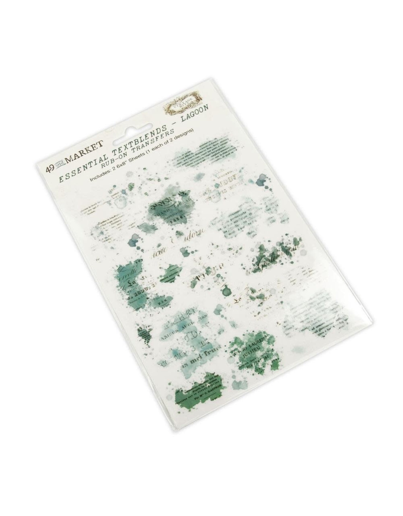 49 AND MARKET 49 AND MARKET VINTAGE BITS ESSENTIAL TEXTBLENDS-LAGOON 6x8 RUB-ON TRANSFERS 2/PK