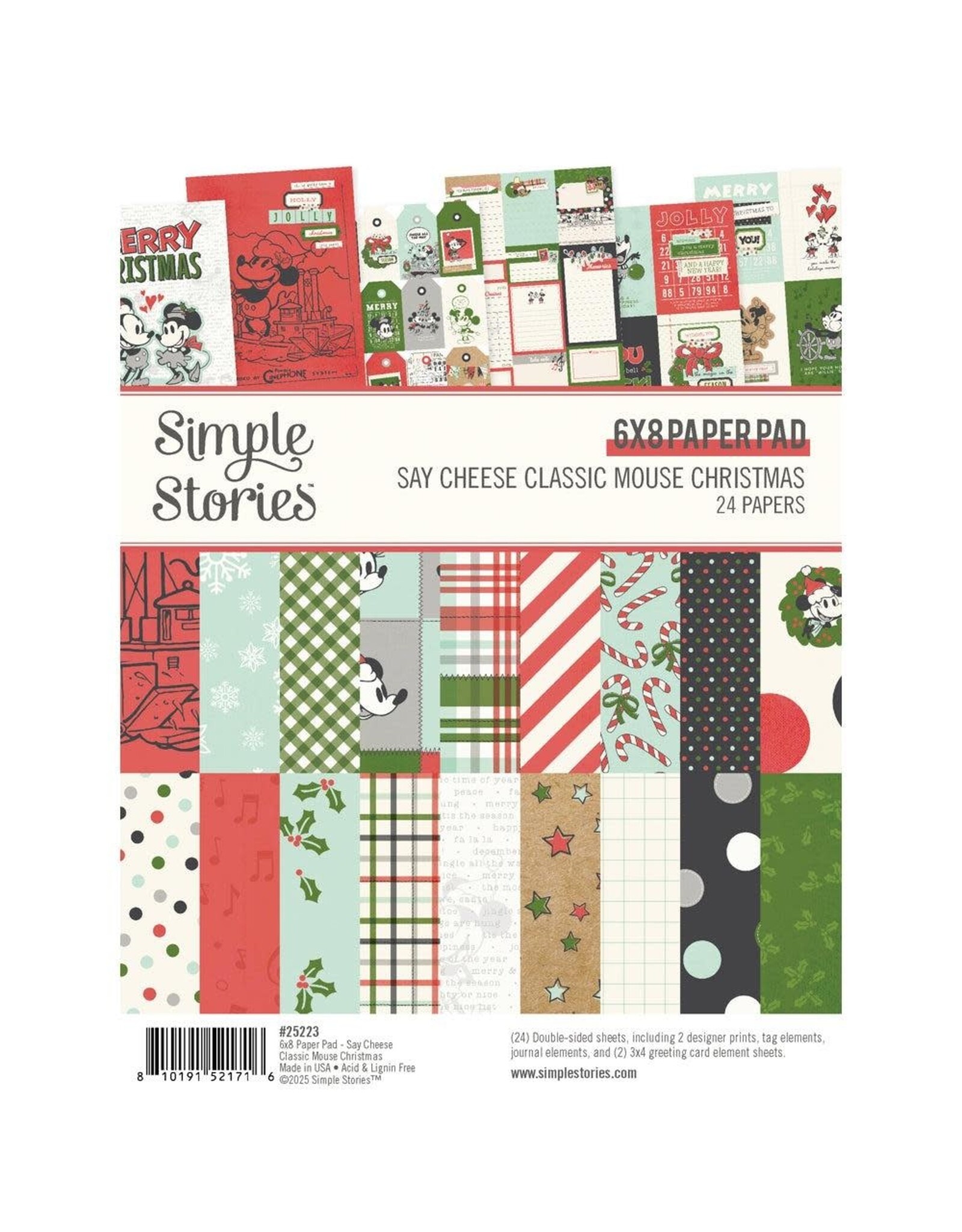 SIMPLE STORIES SIMPLE STORIES SAY CHEESE CLASSIC MOUSE CHRISTMAS 6x8 PAPER PAD 24 SHEETS