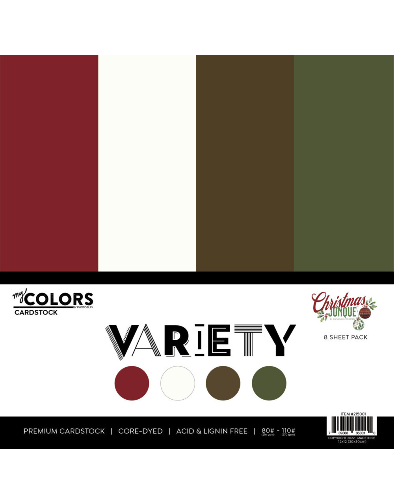 PHOTOPLAY PAPER PHOTOPLAY MY COLORS CHRISTMAS JUNQUE 12x12 VARIETY PACK 8/PK
