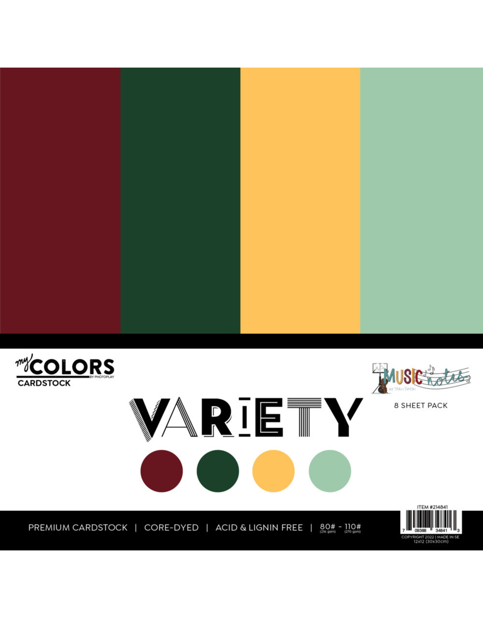 PHOTOPLAY PAPER PHOTOPLAY MY COLORS MUSIC NOTES 12x12 VARIETY PACK 8/PK