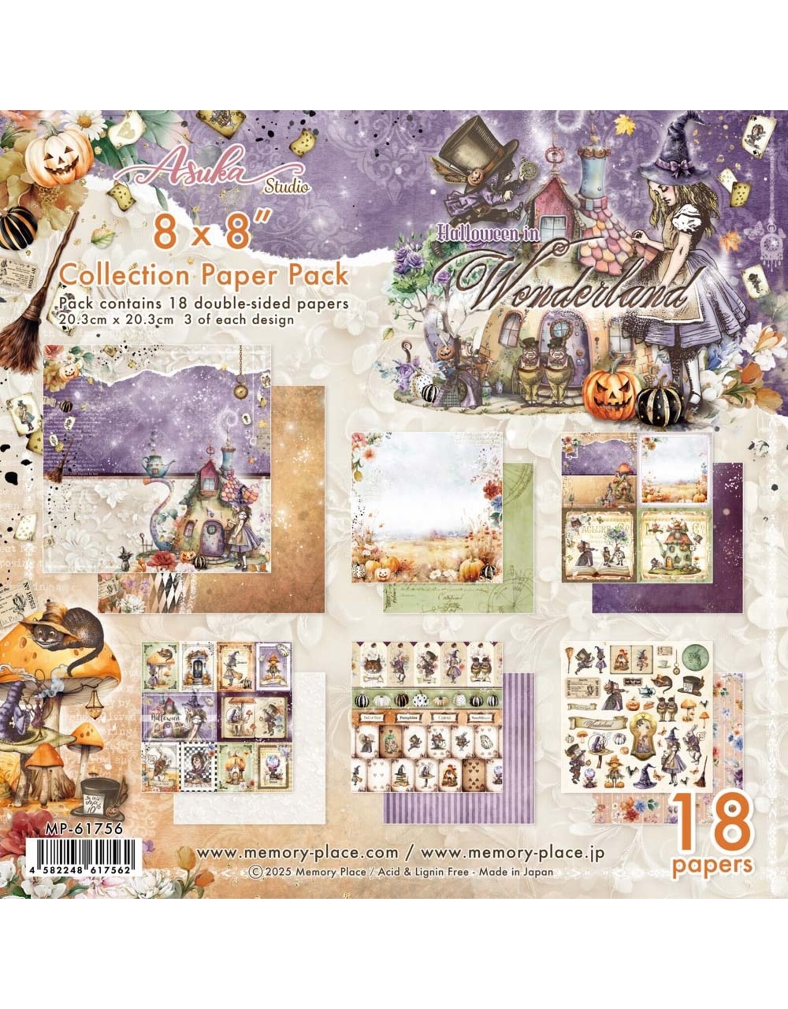 MEMORY-PLACE MEMORY-PLACE HALLOWEEN IN WONDERLAND 8x8 COLLECTION PACK 18 SHEETS
