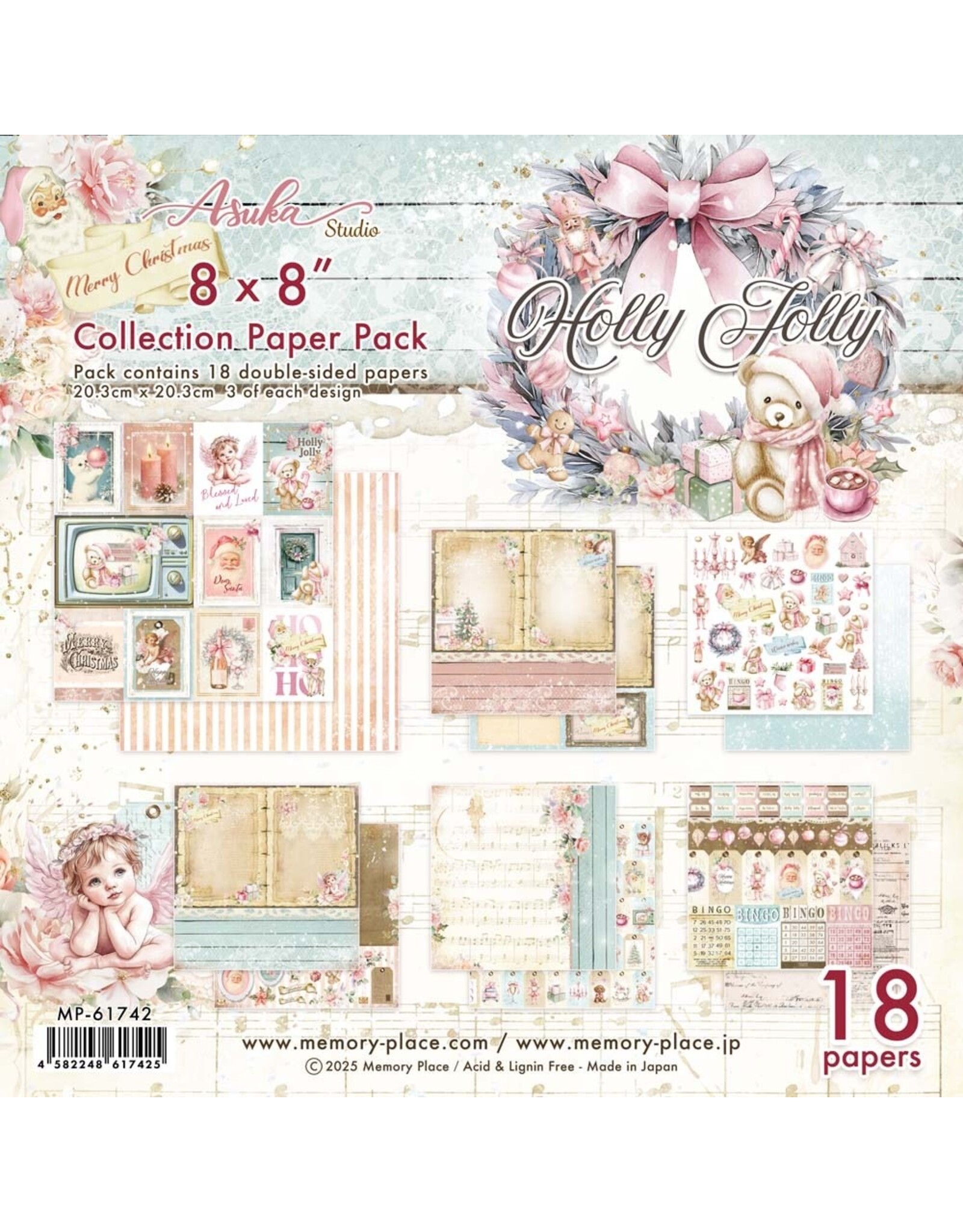 MEMORY-PLACE MEMORY-PLACE HOLLY JOLLY 8x8 COLLECTION PACK 18 SHEETS