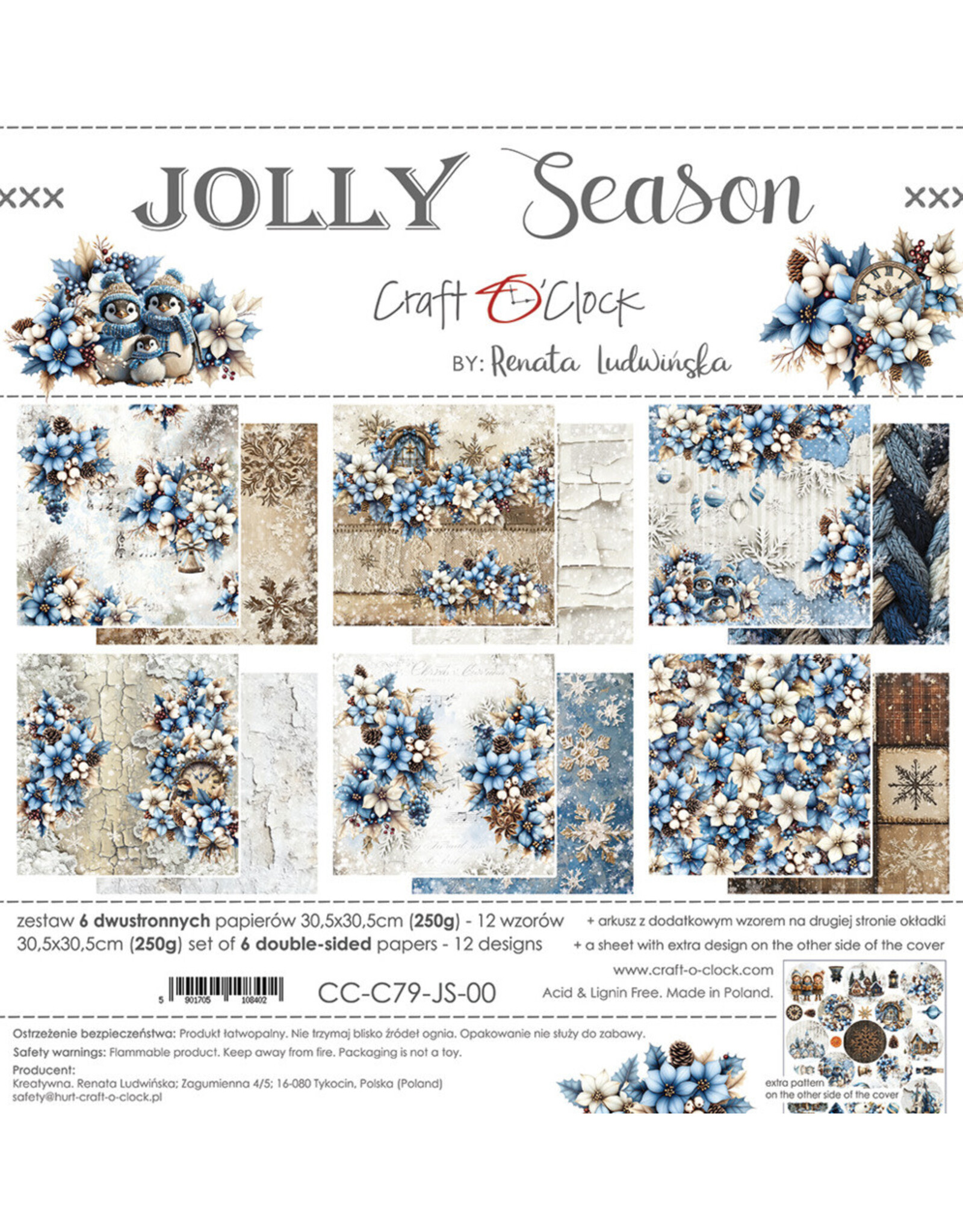 CRAFT O'CLOCK CRAFT O'CLOCK JOLLY SEASON 12x12 PAPER PAD 6 SHEETS