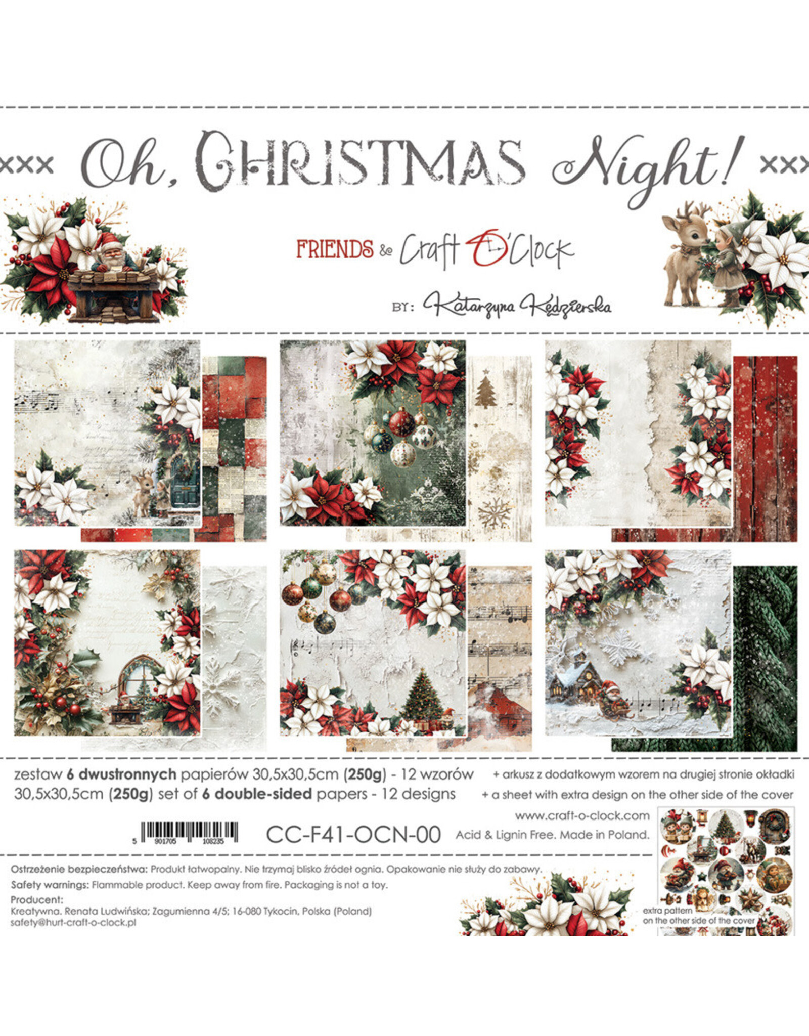 CRAFT O'CLOCK CRAFT O'CLOCK OH CHRISTMAS NIGHT 12x12 PAPER PAD 6 SHEETS
