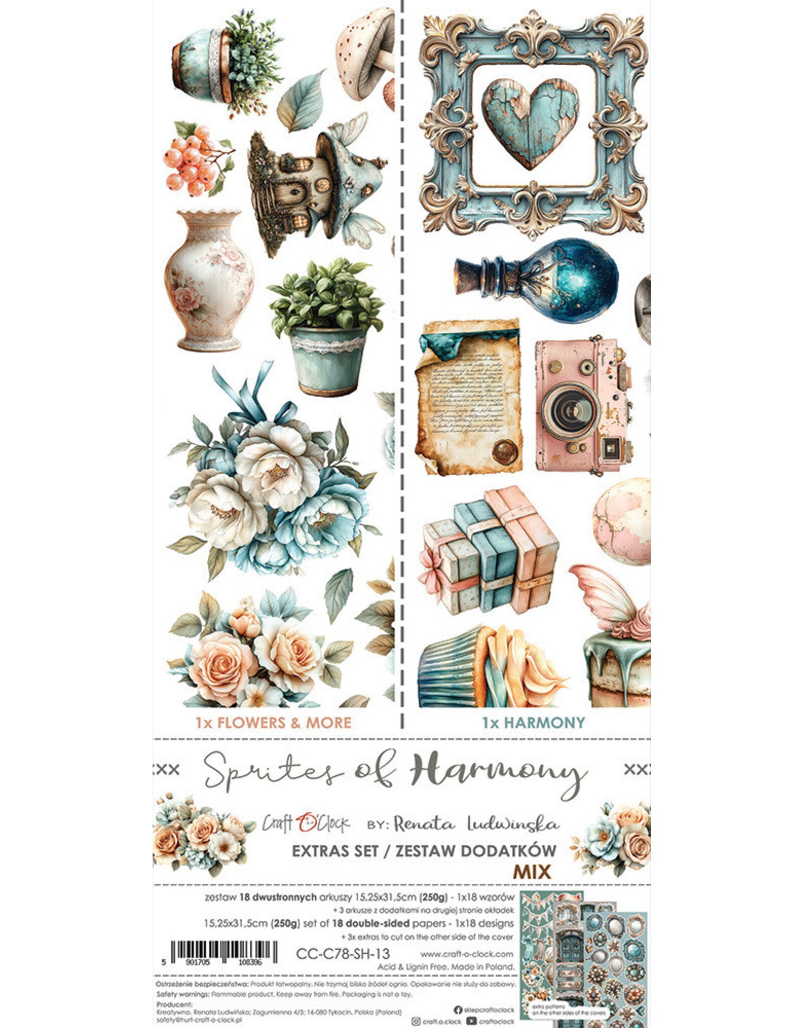 CRAFT O'CLOCK CRAFT O'CLOCK SPRITES OF HARMONY EXTRAS SET - MIX 6x12 COLLECTION PACK 18 SHEETS