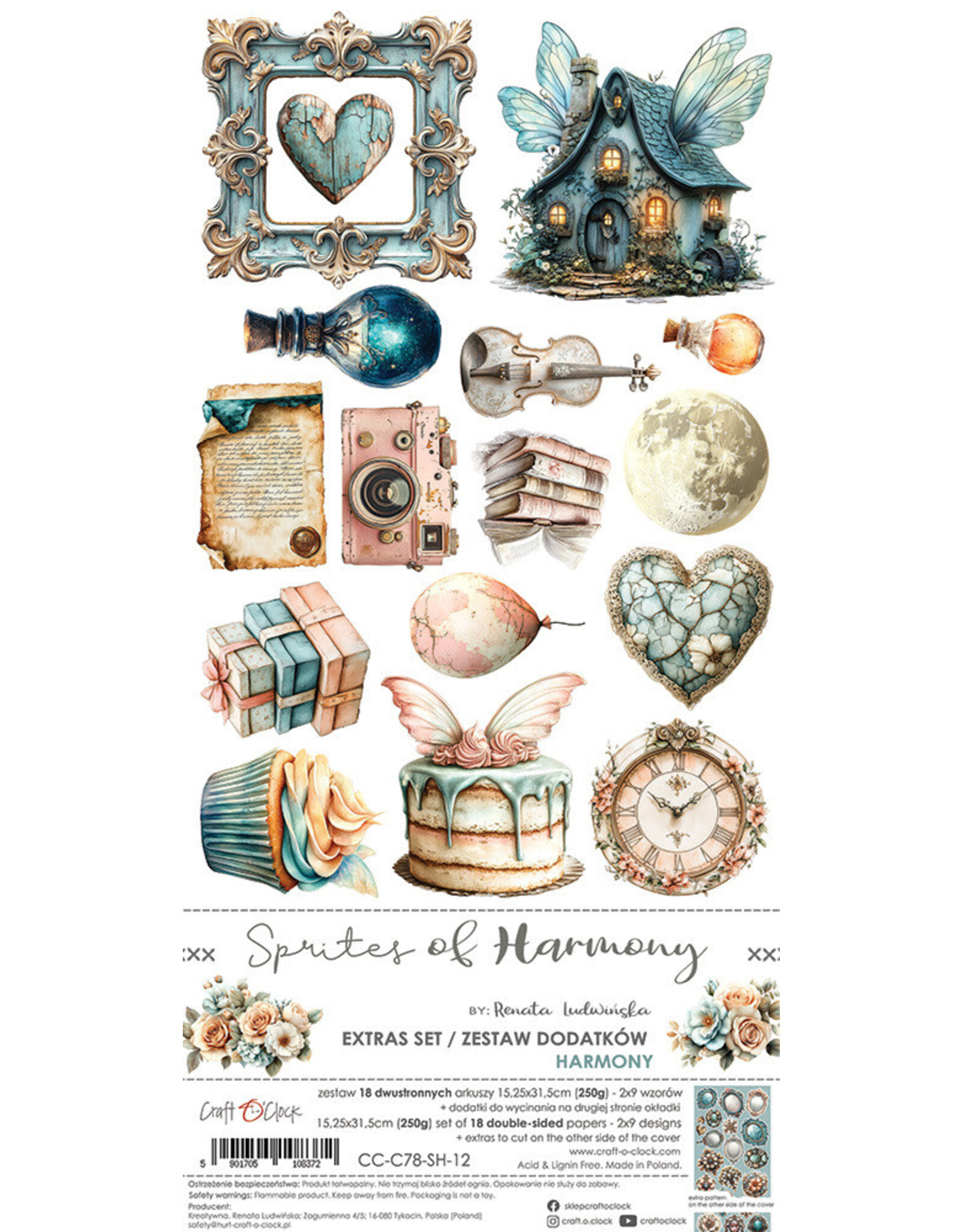 CRAFT O'CLOCK CRAFT O'CLOCK SPRITES OF HARMONY EXTRAS SET - HARMONY 6x12 COLLECTION PACK 18 SHEETS