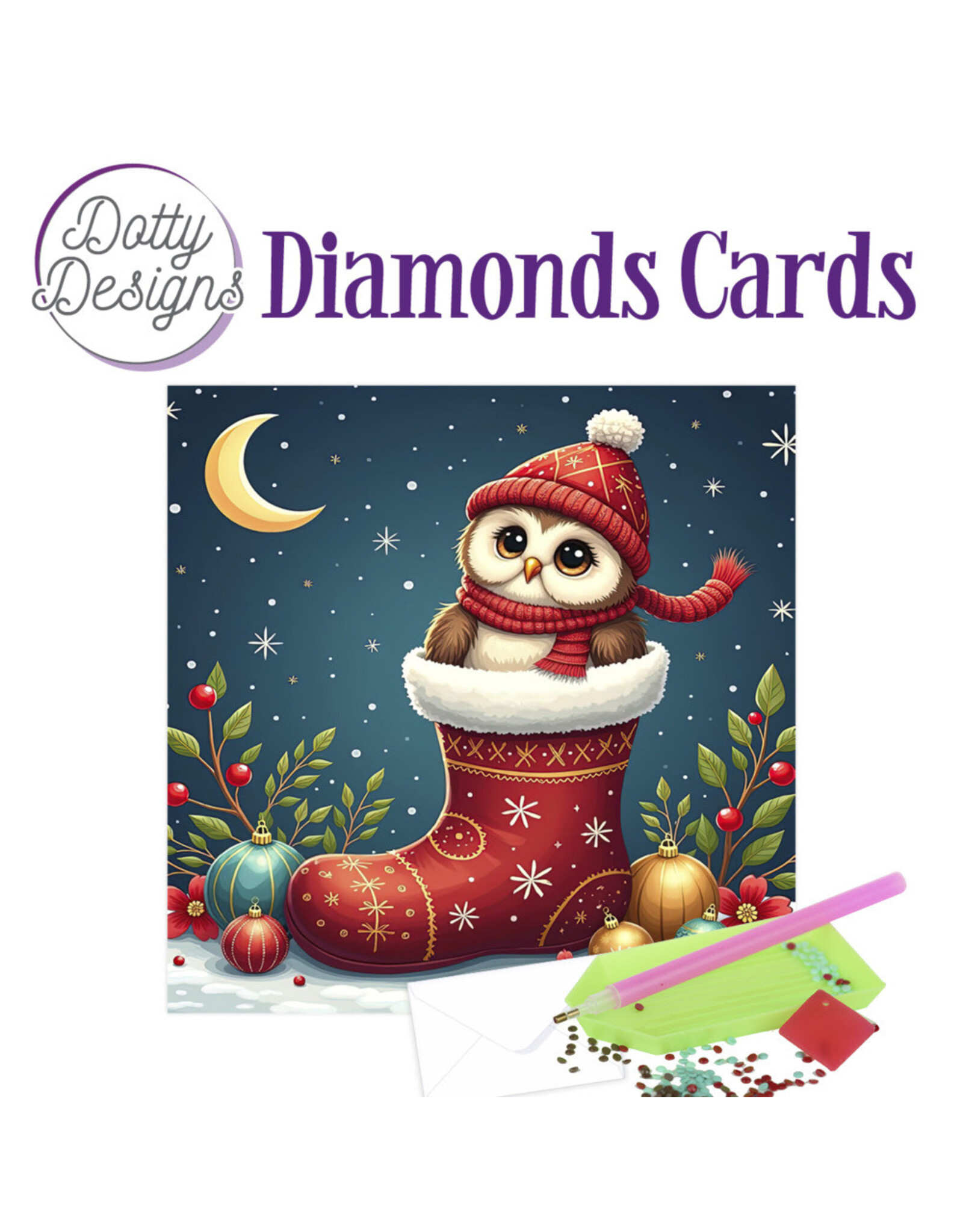 FIND IT FIND IT DOTTY DESIGNS CHRISTMAS OWL 1 DIAMOND CARD KIT