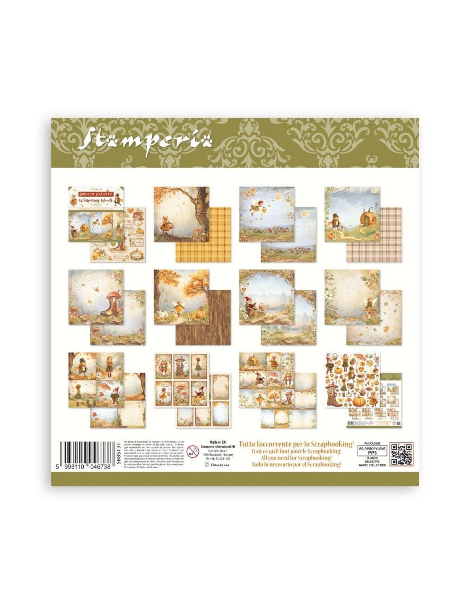 STAMPERIA STAMPERIA WHISPERING WOODS 8x8 COLLECTION PACK 10 SHEETS