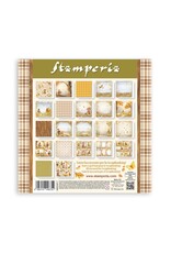 STAMPERIA STAMPERIA WHISPERING WOODS MAXI PAD 8x8 PAPER PACK 22 SINGLE FACED SHEETS