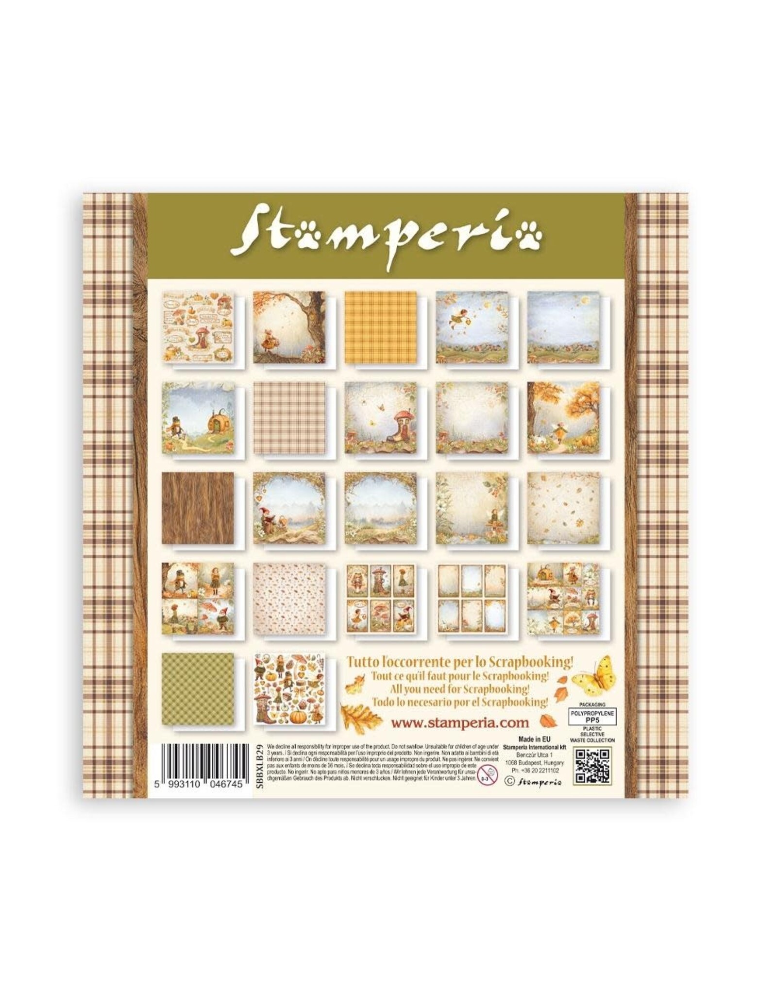 STAMPERIA STAMPERIA WHISPERING WOODS MAXI PAD 12x12 PAPER PACK 22 SHEETS