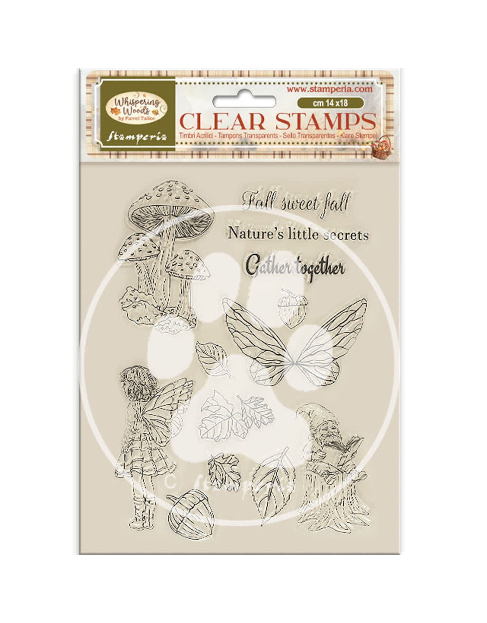 STAMPERIA STAMPERIA WHISPERING WOODS MUSHROOMS AND FAIRIES CLEAR STAMP SET