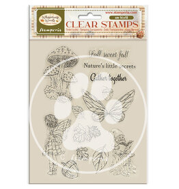 STAMPERIA STAMPERIA WHISPERING WOODS MUSHROOMS AND FAIRIES CLEAR STAMP SET